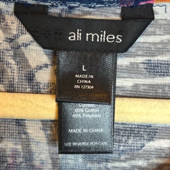 Ali Miles Blouse Women's Large Abstract Floral Dots Lightweight Sheer - Picture 4 of 5